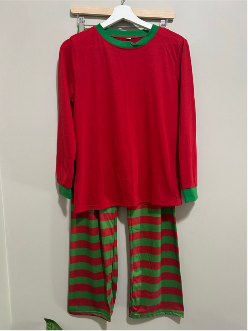 NEW Elf Pajama Set Red and Green Striped - Adult & Kids Sizes Available
